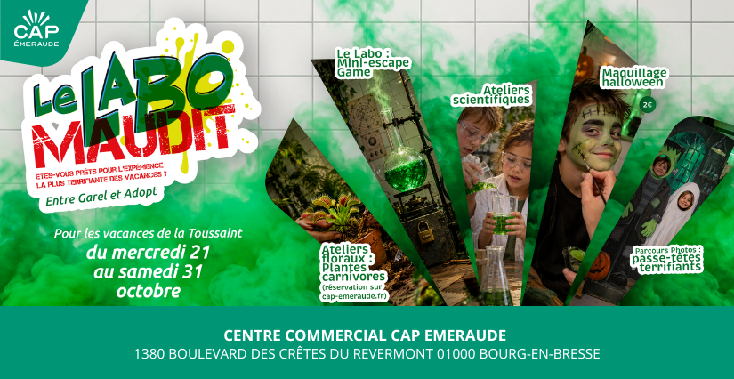 Halloween 2026 pour les enfants à Cap Emeraude : Le Labo Maudit à Bourg-en-Bresse