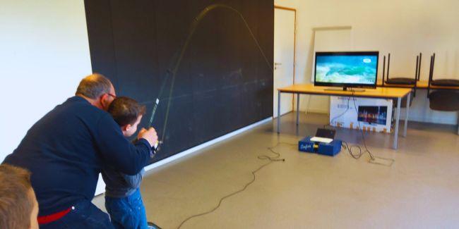 Simulateur de pêche, atelier enfant à la Maison de l'Eau et de la Nature