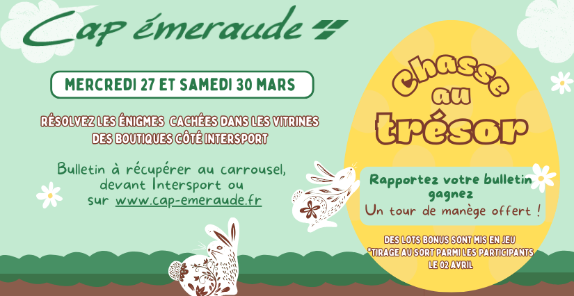 Chasse au trésor de Pâques pour les enfants à Cap Emeraude, Bourg-en-Bresse