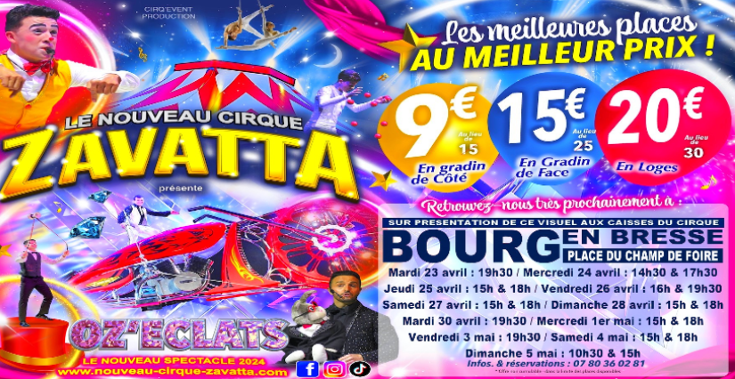 Tarifs réduits pour Le Nouveau Cirque Zavatta à Bourg-en-Bresse