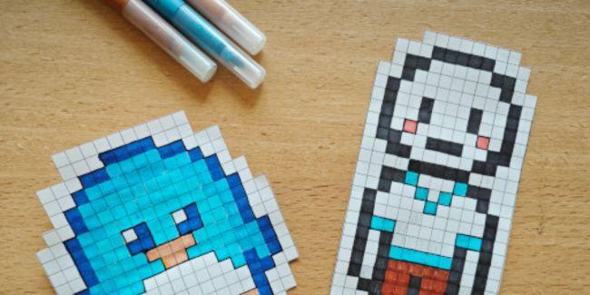 Pixel art, atelier enfant au musée du Bugey-Valromey, près de Belley
