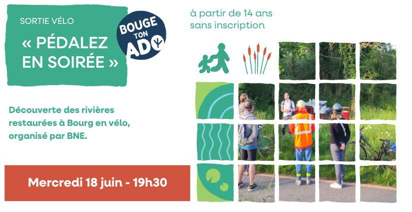 Sortie vélo Pédalez en soirée, familles avec ados, Bourg-en-Bresse – Ressouze et Affluents