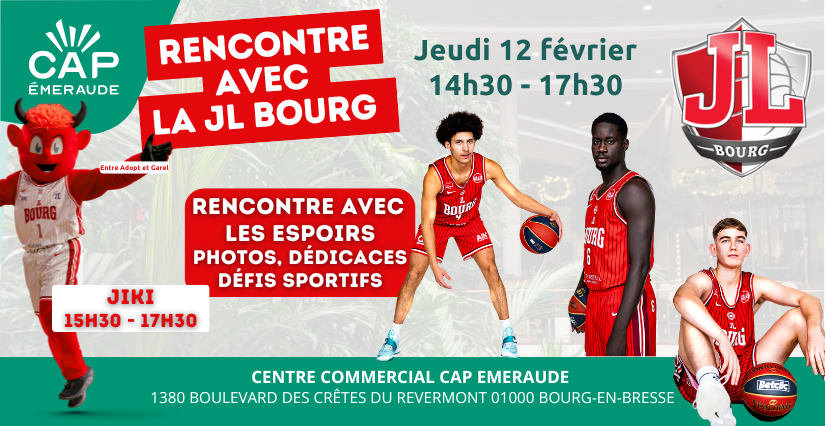 Rencontre avec la JL Bourg : dédicaces, photos et Mascotte JIKI pour les enfants à Cap Emeraude