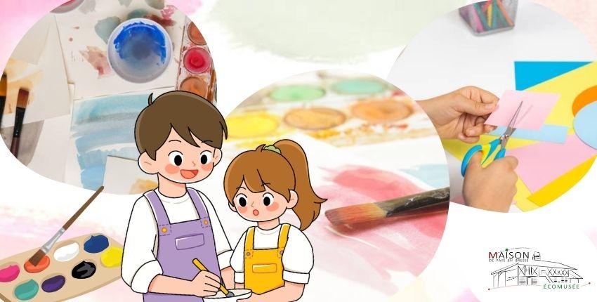 Atelier créatif "Aquarelle et Papier Découpé" en famille à l'Écomusée (Bourg-en-Bresse)