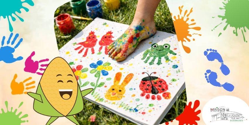 Atelier famille « Peinture pieds-mains » à l'Écomusée Maison de Pays en Bresse