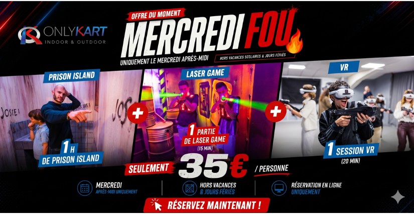 "Mercredi FOU" chez OnlyKart Lyon Dagneux : Le pack loisirs à prix mini pour les familles !
