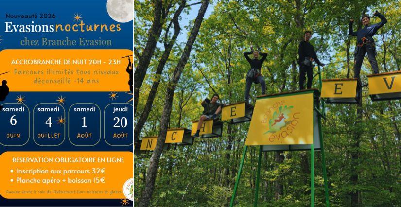 "Évasions Nocturnes" accrobranche en famille dès 14 ans à Branche Evasion - Ambérieu-en-Bugey 